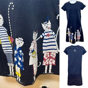 Cite vintage 90s sailor cat sweatshirt midi dress size small seaside USA July 4